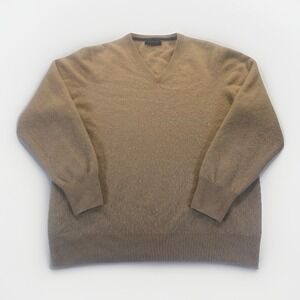 Naadam Women 100% Cashmere Tan V-Neck Sweater Lagenlook Minimalist